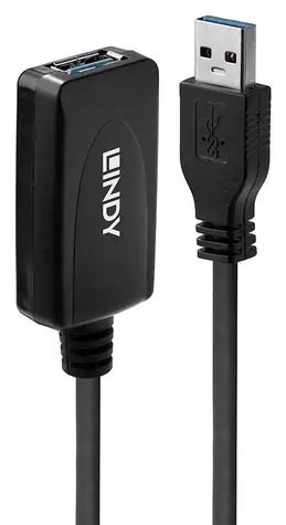 Lindy USB 3.0 aktivní prodlužka USB-A / Prodlužovací kabel USB / 5 Gbit/s / 5 m / černá