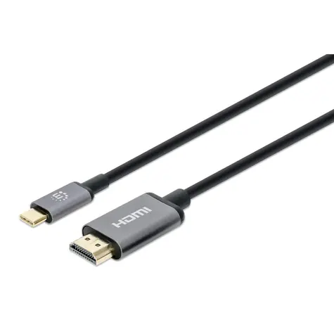 Manhattan adaptérový kabel USB-C na HDMI 4K 60Hz černý / Kabel / USB-C - HDMI / 3840 x 2160 px / 60 Hz / 1 m