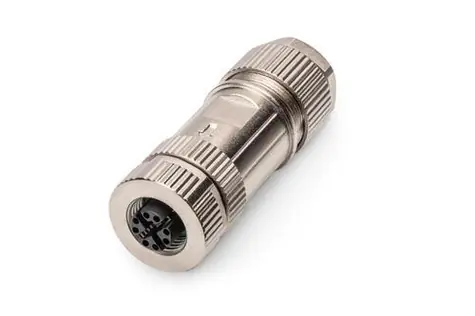 Digitus M12 zásuvka X-kódovaná stříbrná / Konektorová zásuvka / Cat.6A / 10GBase-T / PoE / IP67