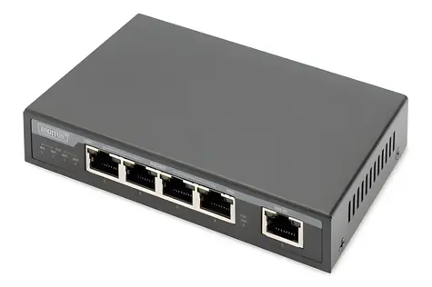 Digitus PoE Extender 4-Port 85W / PoE extender / Gigabit Ethernet / 1x RJ45 vstup / 4x RJ45 výstup / dosah 100 m