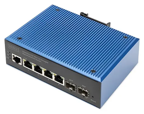 Digitus DN-651154 černá / Switch / Managed L2 / 4x Gigabit RJ45 + 2x SFP / DIN lišta / IP40