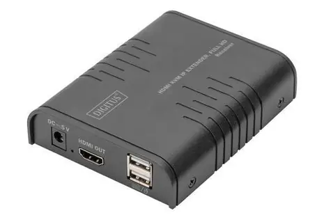 Digitus DS-55530 černá / HDMI KVM IP extender přijímač / Full HD 1080p60Hz / Cat5e / dosah 120 m