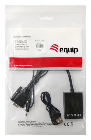 Equip VGA na HDMI adaptér s audiem a USB napájením / Adaptér / 1920×1080 60Hz / 3,5mm jack