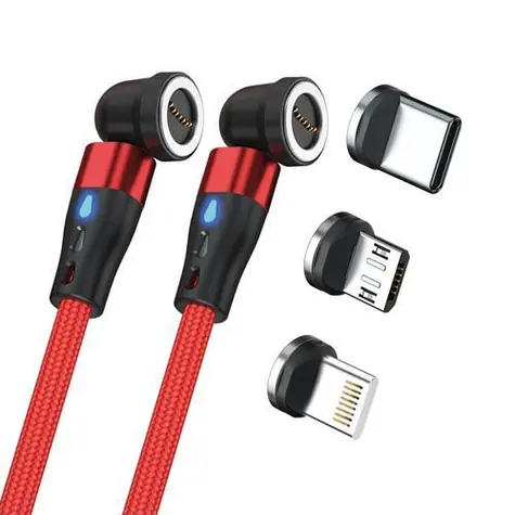 RealPower MagneticCharge 2 červená / Magnetický nabíjecí kabel / 1 m / magnetický konektor / 6 adaptérů