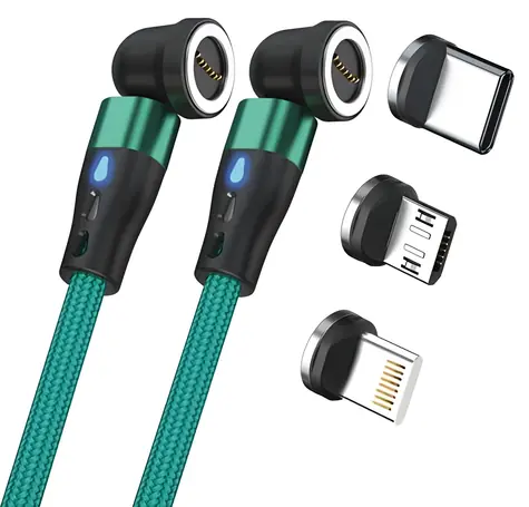 RealPower MagneticCharge 2 zelená / Magnetický nabíjecí kabel / 1 m / magnetický konektor / 6 adaptérů