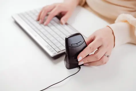 BakkerElkhuizen DXT 3 černá / Ergonomická myš / RF Wireless / 2400 DPI / 7 tlačítek / pro praváky i leváky