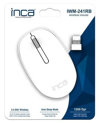 INCA IWM-241RB bílá / Myš / Bezdrátová 2.4 GHz / 1200 DPI / 3 tlačítka