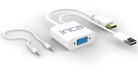 INCA IVTH-01 bílá / Redukce / HDMI na VGA / audio + USB
