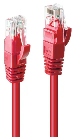 Lindy Cat6 U/UTP červená / Patch kabel / RJ-45 / 0,5 m