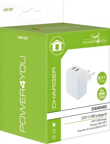 Schwaiger bílá (LAD230531) / Síťová nabíječka / 2x USB / 2,4 A / 12 W