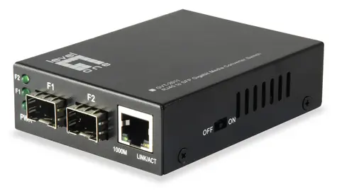 LevelOne Media konvertor RJ45/SFP / Media konvertor / Gigabit Ethernet / 2x SFP / Jumbo Frame