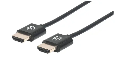 Manhattan Ultratenký HDMI kabel s ethernetem 1m černá / HDMI kabel / HDMI-HDMI / 4K 60Hz / Stíněný