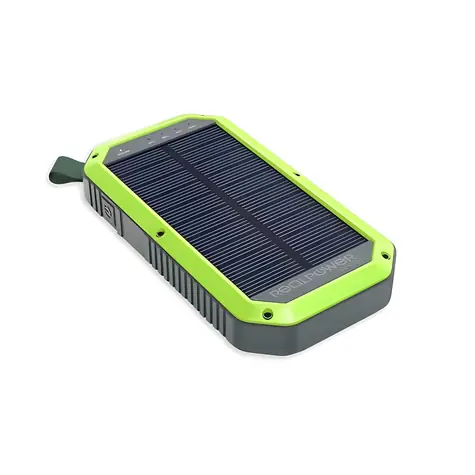 RealPower PB-10000 Solar černá / Powerbanka / 10 000 mAh / Solární panel / Qi nabíjení / LED svítilna