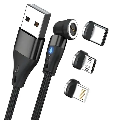 RealPower MagneticCharge3 černá / Magnetický nabíjecí kabel / USB-A / 3 A / 20 cm