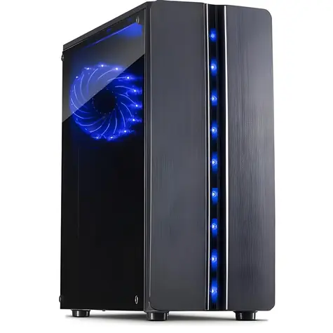 Inter-Tech Thunder černá / Počítačová skříň / Mini Tower / prosklená bočnice / 120mm LED ventilátor