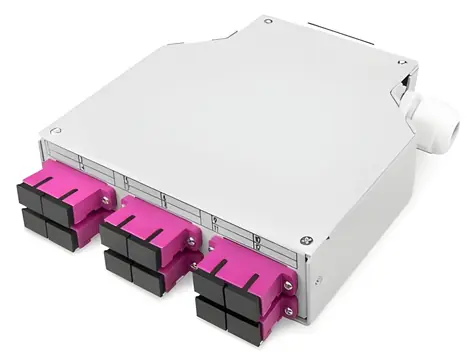 Digitus optická DIN skříňka OM4 / Optická spojovací skříňka / Multimode / SC duplex adaptér / Pigtail 2 m / Šedá