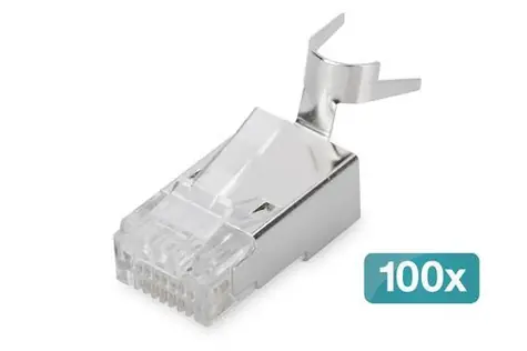 Digitus RJ45 konektor Cat6a stíněný, pro kulatý kabel / Modulární konektor / 8P8C / 100 ks / pozlacené kontakty