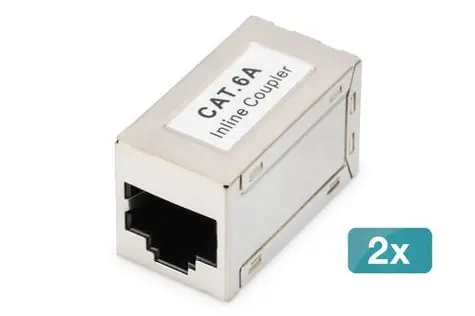 Digitus modulární spojka RJ45 CAT 6A stíněná / Spojka RJ45 / 2 ks