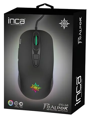 INCA IMG-348 černá / Herní drátová myš / optická / 3200 DPI / 7 tlačítek / RGB / USB-A / 1,65 m