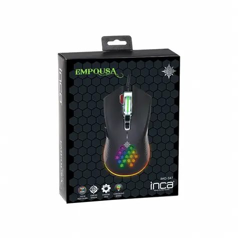 INCA IMG-347 černá / Herní myš / RGB / 7200 DPI / 8 tlačítek / USB / 1,5 m