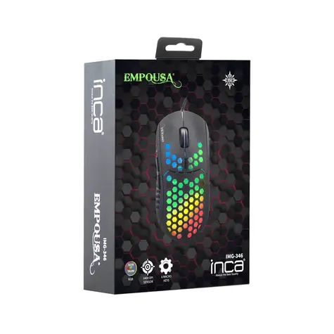 Inca Empousa IMG-346 černá / Herní myš / RGB / optická / 6400 DPI / 6 tlačítek / USB / 1,5m