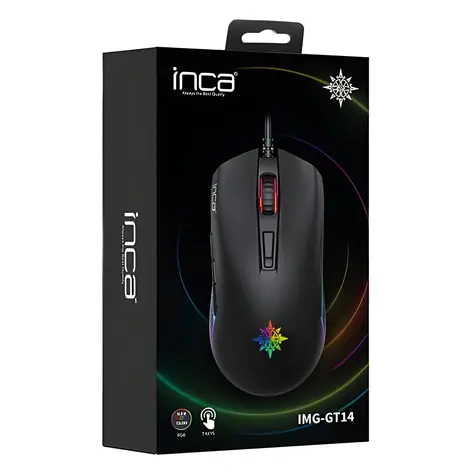 Inca IMG-GT14 černá / drátová herní myš / optická / 3600 DPI / 7 tlačítek / RGB / USB-A / 1,5 m