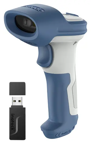 Inateck BCST-73 bílá/modrá / Snímač čárových kódů / 1D/2D / Bluetooth / bezdrátová