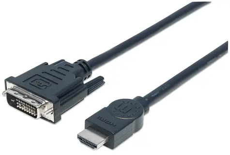 Manhattan HDMI - DVI-D kabel černá / Kabel / Dual-Link / 3 m / pozlacené konektory