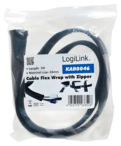 LogiLink Kabelový organizér se zipem černá / Organizátor kabelů se zipem / 30 mm x 1 m
