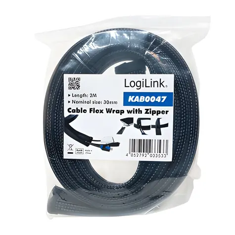 LogiLink Organizátor kabelů se zipem černá / Organizátor kabelů / 30 mm x 2 m
