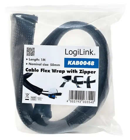 LogiLink Organizátor kabelů se zipem černý / Organizátor kabelů se zipem / 50 mm x 1 m