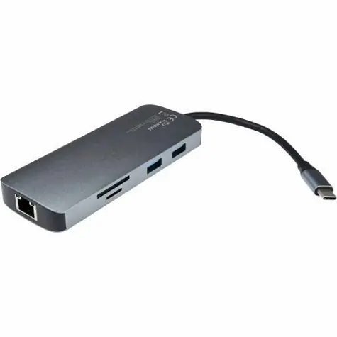 Inter-Tech Argus H-428 / USB-C hub 7v1 / HDMI 4K 30Hz / PD 100W / Gigabit Ethernet / čtečka SD/microSD