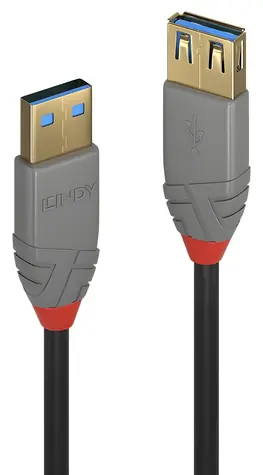 Lindy Anthra Line USB-A - USB-A 2 m černá / Prodlužovací kabel USB / USB 3.2 Gen 1 / 5 Gbit/s