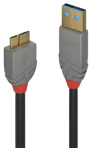 Lindy Anthra Line USB-A - Micro-USB B černý 0,5m / USB kabel / USB 3.2 Gen1 / 5 Gbit/s