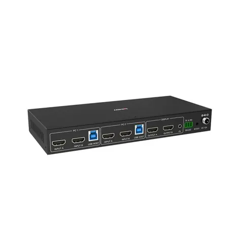 Lindy 2 Port Dual Head HDMI 4K60 černá / KVM přepínač / USB 3.0 / 2 PC / kovové tělo
