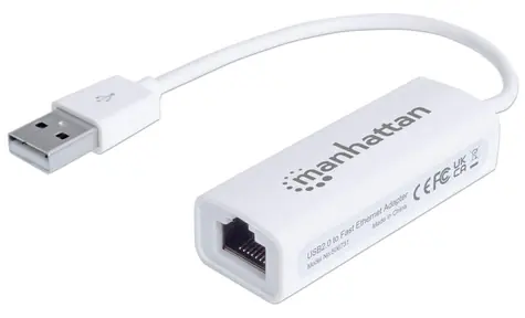 Manhattan USB adaptér RJ45 bílá / Síťový adaptér / USB 2.0 / Fast Ethernet 100 Mbit/s / IEEE 802.3