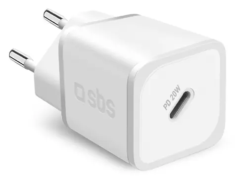 SBS Síťový adaptér GaN USB-C 20W bílá / Síťový adaptér / USB-C / Power Delivery