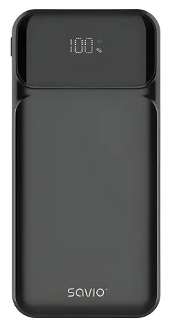 Savio BA-08 černá / Powerbanka / 10 000 mAh / 20W / USB-C PD + USB-A QC