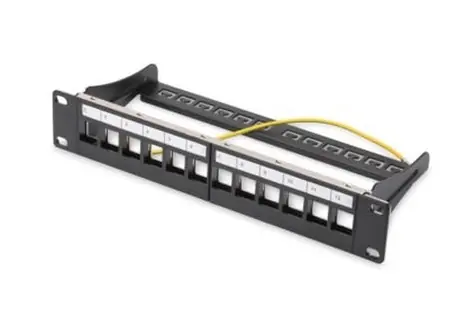 DIGITUS Patch panel 12-Port černá / Patch panel / Modulární / 1U
