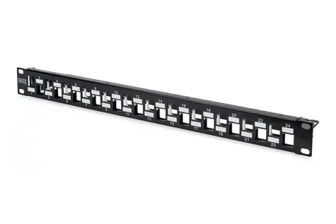 DIGITUS Patch panel 24 portů modulární stíněný černá / Patch panel / 1U / 19