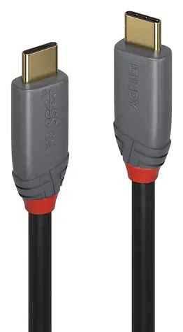 Lindy Anthra Line černá / Kabel / USB-C - USB-C / 0,5 m / 10 Gbit/s / 5 A PD