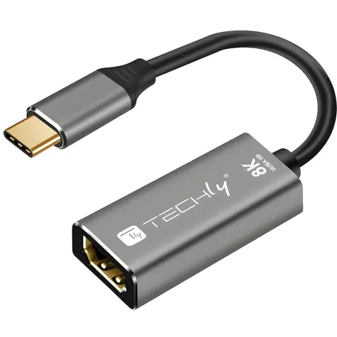 Techly redukce USB-C na HDMI 2.1 černá, stříbrná / Redukce / 8K 120Hz / HDR10 / 0,15 m