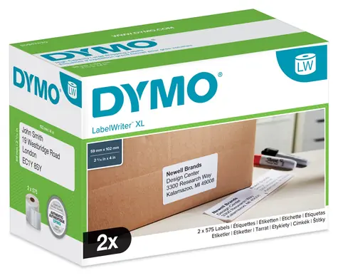 Dymo Papírové štítky 102x59mm / bílé / pro LabelWriter 4XL/5XL / 2x575 ks