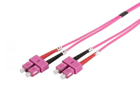 Digitus optický patch kabel SC-SC OM4 fialový / Optický patch kabel / Multimode 50/125 µm / Duplex / 1 m