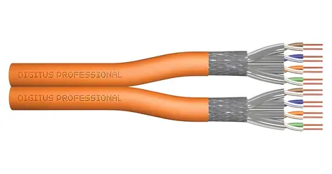 DIGITUS CAT 7 S/FTP oranžový / Instalační kabel / 500 m / AWG 23/1 / LSZH / B2ca / 1200 MHz