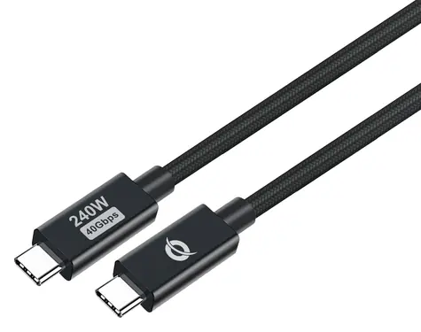 Conceptronic USB-C - USB-C kabel černá / Nabíjecí a datový kabel / USB4 / 240 W / PD 3.1 / 40 Gbit/s / 1,2 m