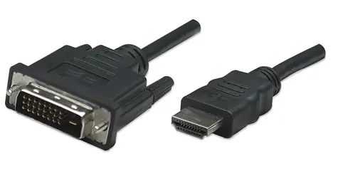 Manhattan kabel HDMI-DVI-D 1 m černý / Video kabel / pozlacené konektory / stíněný