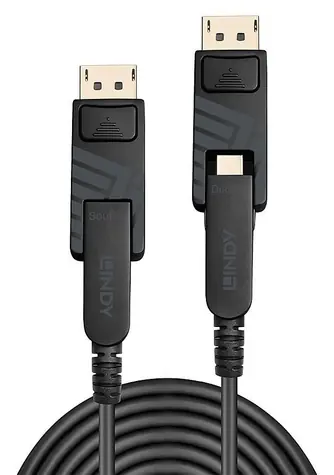 Lindy Fibre Optic Hybrid Mini DisplayPort 1.4 černá / DisplayPort kabel / 20 m / 8K 60Hz / 32,4 Gbit/s