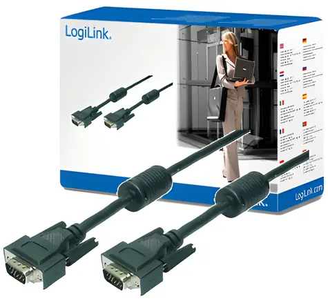 LogiLink VGA černá / VGA kabel / stíněný / feritová tlumivka / 10 m