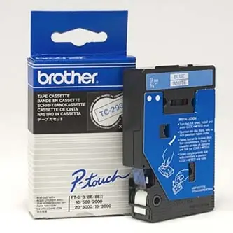 Brother TC293 bílá, modrý tisk / Páska do štítků / 9 mm / 7,7 m
